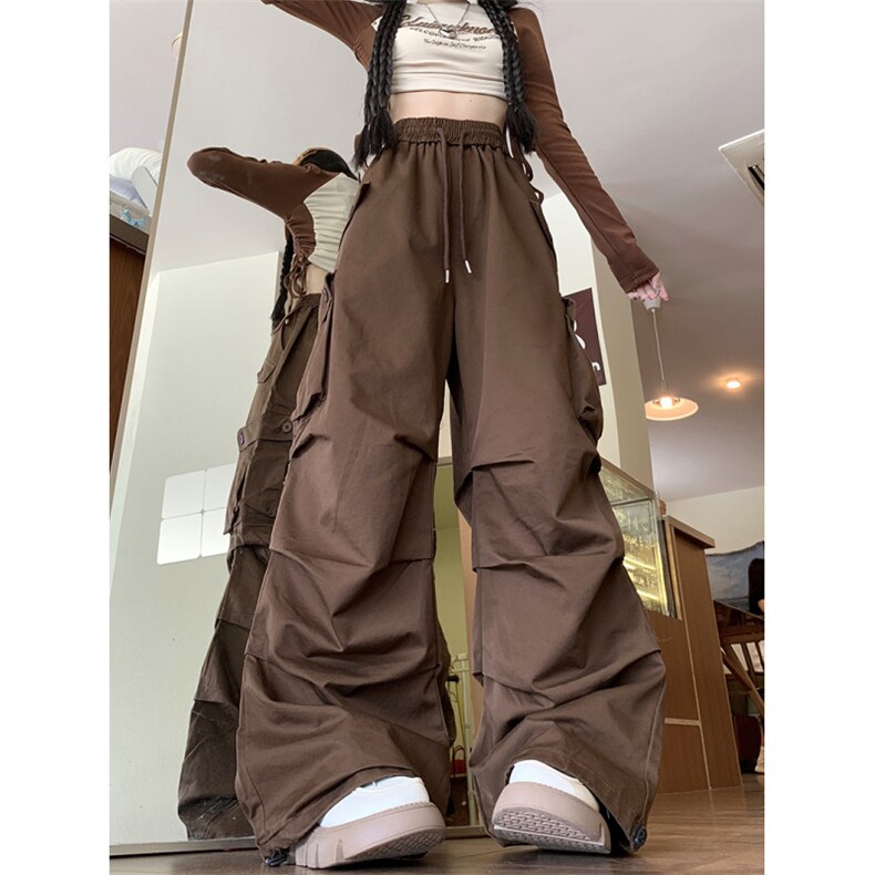 港风秋男女工装裤大口袋束脚抽绳刺绣褶皱中性风长裤h624p50，男装工装外套，星座1013-1