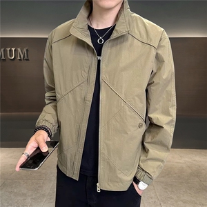新款开衫 立领 纯色 夹克外套男图片