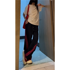 2025夏秋新款美式运动斜杠条纹宽松冰丝裤B315-K24240-特p30控58，男装休闲裤，电商B315