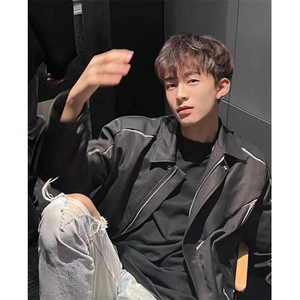 小众刀割拼接外套男春秋季ins廓形宽松休闲运动夹克外套 JY6596图片