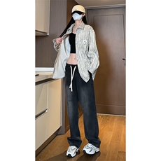 2024春季新款女模内景大码灯芯绒长袖衬衫M-5XHC24075-P50，男装衬衫，电商A022