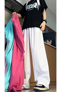 8XL-M多巴胺冰丝垂感慵懒山本裤男夏拖地裤子阔腿休闲裤KZ051P30图片
