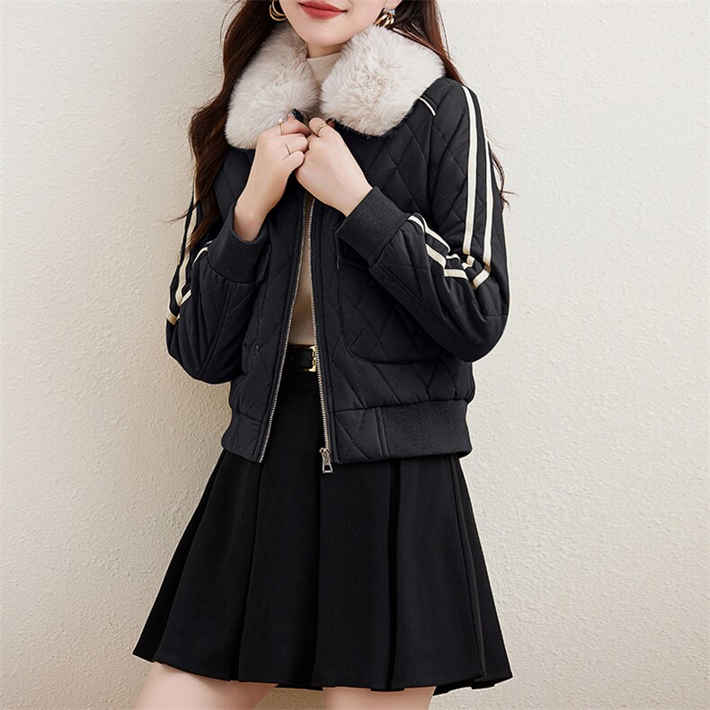 小皮衣棉服女短款2023冬季新款韩版修身显瘦机车服加绒皮夹克外套,女装皮衣,江南女神