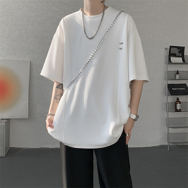 超大码金属标手工设计肌理感短袖T恤8XL-M垂感冰丝半袖DX1220/P38图片