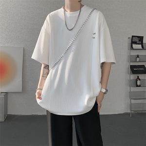 超大码金属标手工设计肌理感短袖T恤8XL-M垂感冰丝半袖DX1220/P38图片