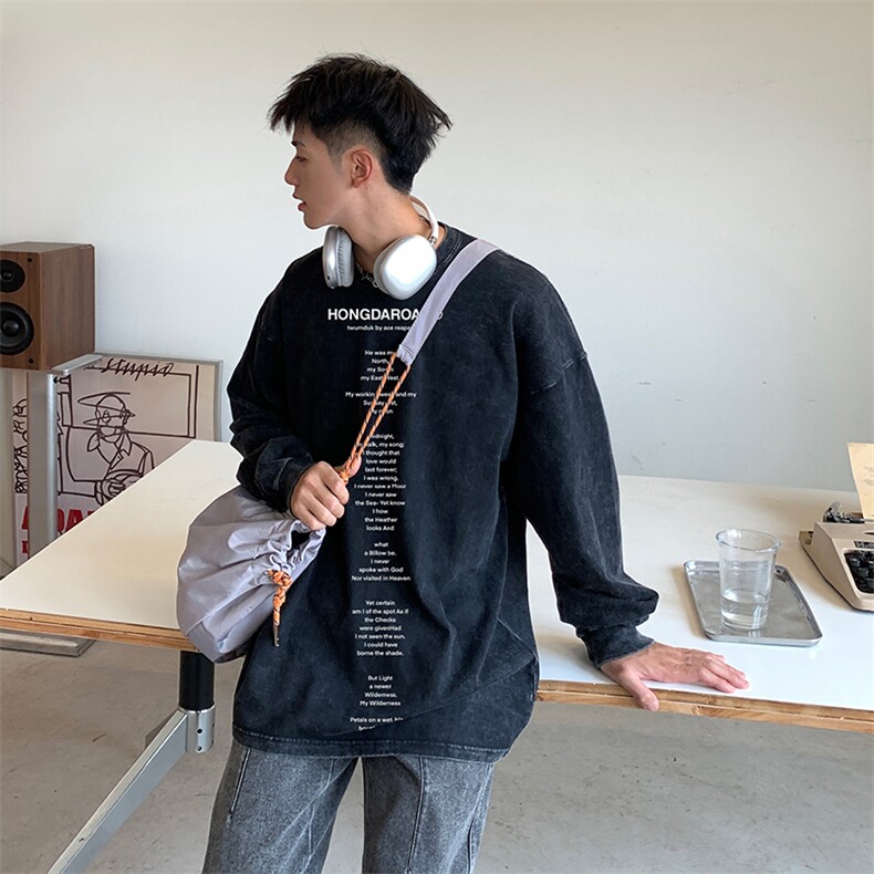 【】A003-CX1877-P55新款印花长袖T恤港风限78元,男装T恤,电商A003