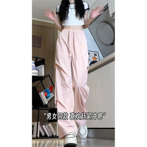 工装裤女2025夏季美式复古高腰直筒宽松阔腿速干运动休闲裤潮图片