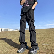高街2023夏季新款潮流街头褶皱休闲长裤B315-K23379-P60控78，男装休闲裤，电商B315