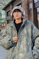港风PU皮复古做旧双侧金属拉链夹克式加棉棉衣男MY77092P130控198，男装夹克，星座227-7