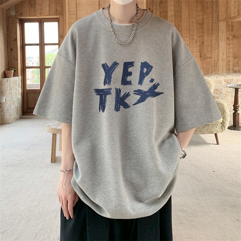 华夫格！港风华夫格短袖T恤男士半袖男五分袖体恤衫男HT146-P25,男装T恤,电商B367