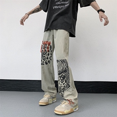 牛仔裤潮流时尚气质夏季破洞ins阔腿裤新款N01478-P48，男装牛仔裤，星座308B-1