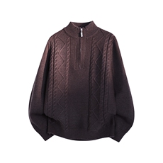 50332-特P55半高拉链领毛衣套头衫男针织衫宽松麻花外套打底衫，男装针织衫/毛衣，电商D310B