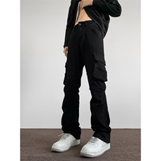 B221美式ins高街暗黑拼接弹力工装牛仔裤LK24163-P75控98，男装牛仔裤，电商B221