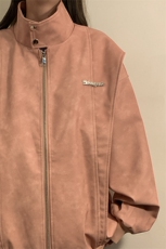 中性做旧面料字母刺绣皮衣女金属装饰夹克外套男JK77861P95控158，男装夹克，星座226-1