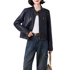 现货春秋宽松短款小个子机车PU美拉德美式复古皮衣外套女皮夹克，女装皮衣，跑量工厂店