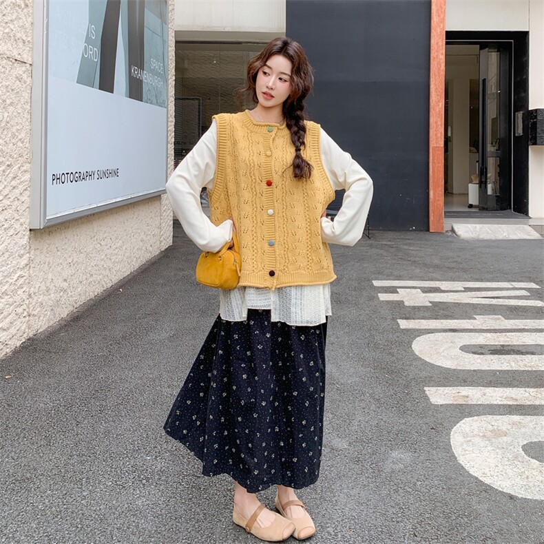 ！新品针织马甲+打底+半裙三件套M06-P245-K398,女装套装/套裙,2C305