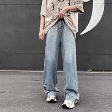 夏季无性别美式倒装口袋小众设计宽松休闲牛仔裤男女款10911-p50，男装牛仔裤，星座1008