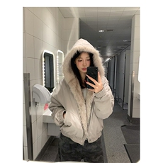 现货高品质美式高街冬季重磅硬挺短款座山雕毛领棉衣男女加厚外套，男装棉衣，电商A486-1