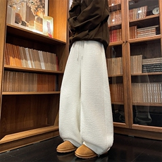 8XL-M摇粒绒裤子男加绒加厚休闲直通束脚宽松保暖裤K9122P78控98，男装休闲裤，电商D206-1