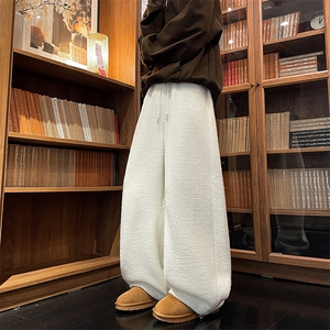 8XL-M摇粒绒裤子男加绒加厚休闲直通束脚宽松保暖裤K9122P78控98图片