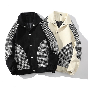 秋冬毛呢夹克男外套男小香风棒球服男加厚G500-P105加绒P125白底A