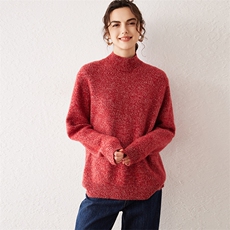 秋冬季35%羊绒简约休闲百搭时尚三股花纱半高羊绒衫，女装羊绒衫，云暖羊山羊绒