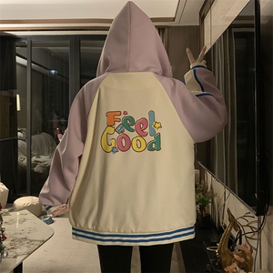 C949-P100 学院风棒球服外套少女春秋2025新款初中高中学生宽松图片