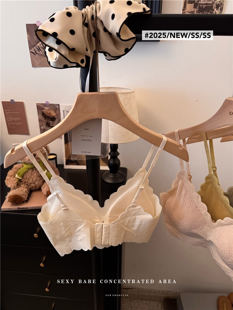 无痕蕾丝抹胸内衣小胸聚拢不空杯收副乳防下垂背心小吊带,女装背心吊带,梦白服饰厂