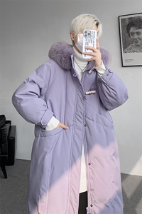 8XL-M 90白鸭绒大毛领羽绒服男中长款过膝设计感牛角扣YRFC05P398图片