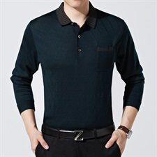 7623/P45春秋新款中年polo衫男爸爸长袖T恤秋装父亲POLO衫，男装Polo衫，星座1216（原钱塘722）