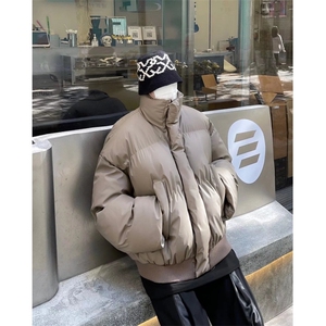 美式短款棉服时尚立领加厚棉衣男冬季潮牌设计宽松面包服百搭棉袄图片