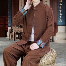 男士外套灯芯绒夹克套装盘扣立领风XZ1512-2502套装-P130，男装夹克，星座1512