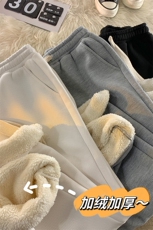 8XL-M羊羔绒卫裤男加肥加大码加厚加绒运动裤男胖子9029P55控68，男装休闲裤，电商D206-1