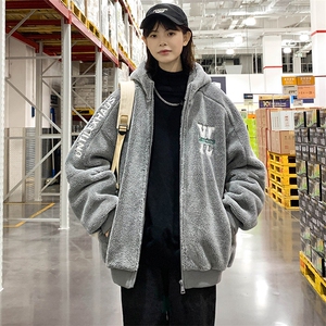 2023冬上新加绒加厚宽松棉衣羊羔绒连帽外套男女 990-P110控价158图片