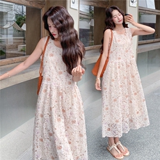 《现货26夏上新》立体花朵超柔软甜美无袖仙女连衣裙可收腰，女装连衣裙，时尚风爆