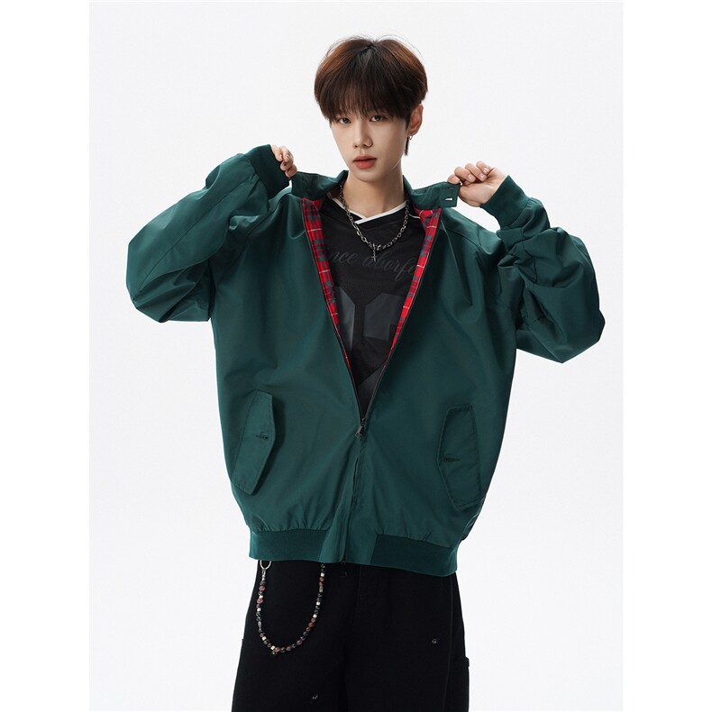 美式复古棒球服外套男春秋季潮牌拉链立领夹克宽松上衣服JK005,男装夹克,电商B312