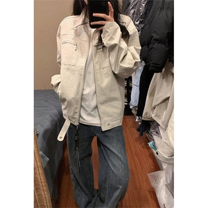 复古立领夹克外套女春秋2025年宽松设计感男女同款上衣潮 JW6502图片