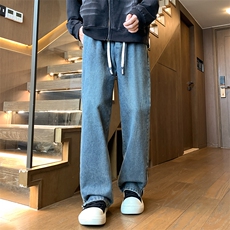 裤脚口带拉链秋冬美式复古水洗高街微喇牛仔裤A158-NZK083-P48，男装牛仔裤，电商A158
