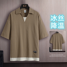 冰氧仿棉短袖木板挂拍体恤休闲百搭纯色POLO衫男上衣TC3143-P35，男装T恤，星座717