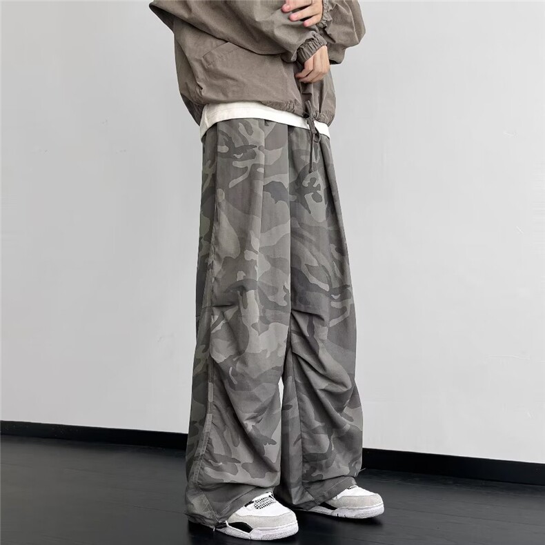 美式复古尼龙速干冲锋裤男秋户外工装迷彩伞兵裤宽松K633-P40,男装休闲裤,星座1109-3