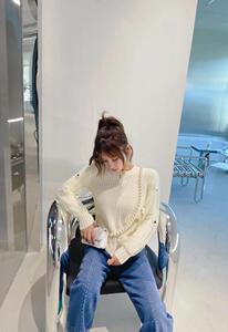 网纱拼接花朵毛衣,女装针织衫/毛衣,ceelphy