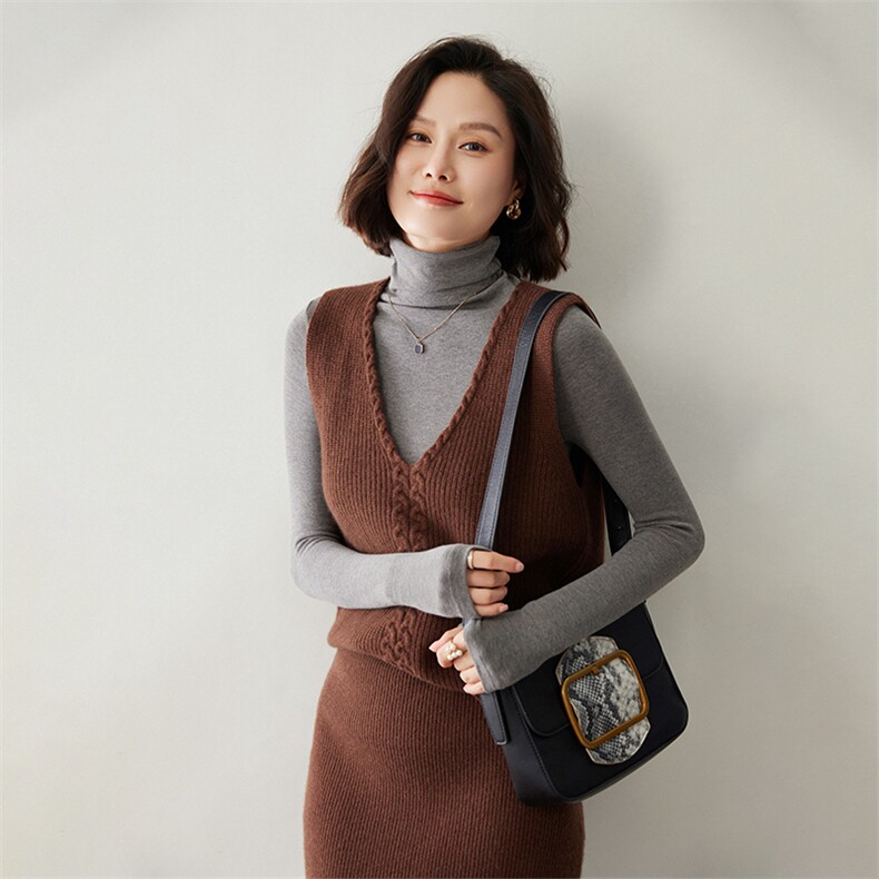 时尚优雅女士羊绒V领马甲显瘦百搭针织背心外套,女装马甲,迎冬羊绒