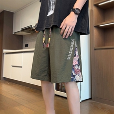 夏季速干直筒宽松高级垂感短裤潮松紧刺绣休闲裤男A436-673-P27，男装牛仔裤，电商A436