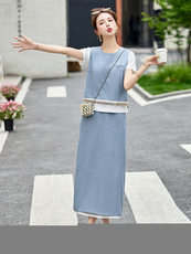 休闲时尚马甲套裙女2025夏季新款洋气减龄百搭半身裙三件套，女装套装/套裙，玖莱伊