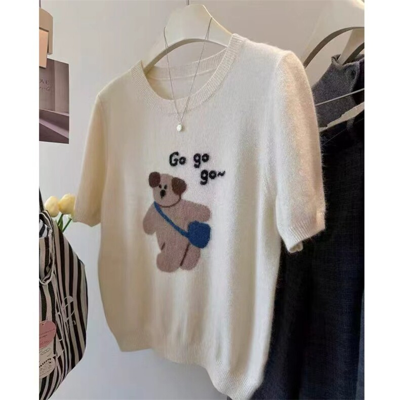 2025年秋季时尚百搭通勤简约休闲短袖，女装T恤，忠诺羊绒