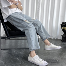 新款20港风精品牛仔裤破洞休闲男女裤子714-2-x912-p50b，男装牛仔裤，星座1404-3