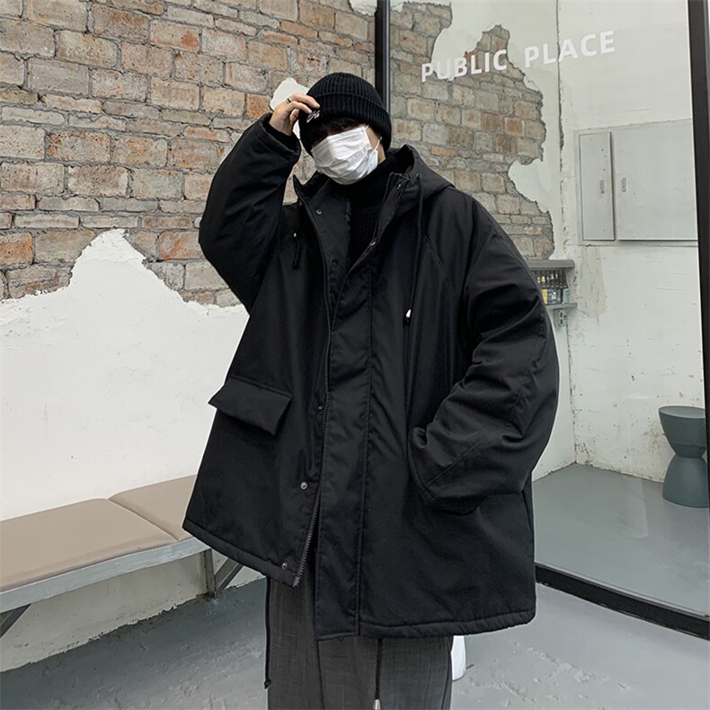 现货秋冬中长款棉衣男宽松连帽棉服加厚外套XZ716A-1-MY154P100，男装棉衣，星座716A-1（原星座815）