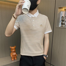 PL044-特P40社会小伙男士polo衫2025夏季商务衬衫领短袖t恤条纹，男装Polo衫，电商D310B