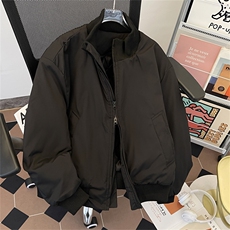 黑色短款羽绒服男款秋冬季美式痞帅高级感棉衣外套廓形立领面包服，男装棉衣，星座410-7