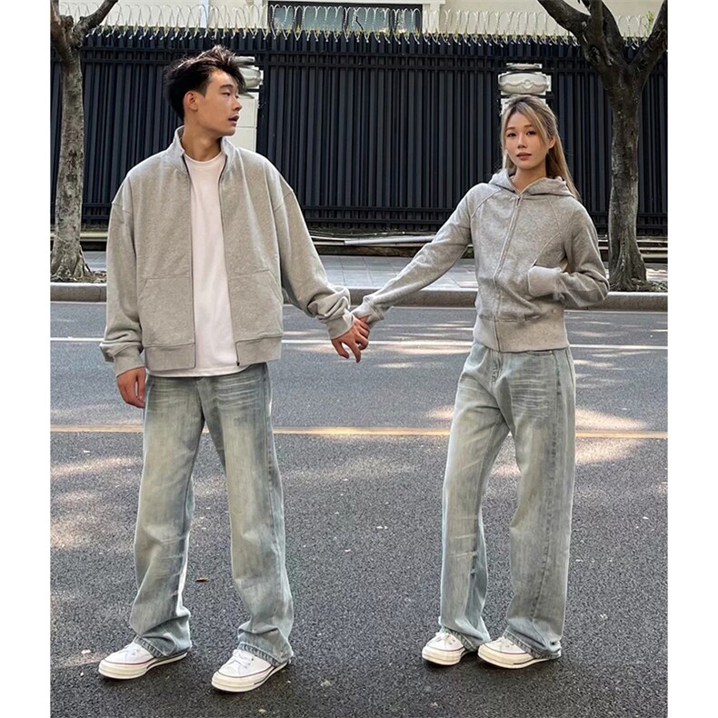 【网图】B221美式ins高街重工艺宽松微喇牛仔裤LK24388-P55控78图片